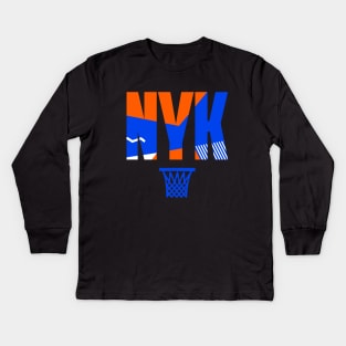 Throwback NYC Basketball Art Kids Long Sleeve T-Shirt